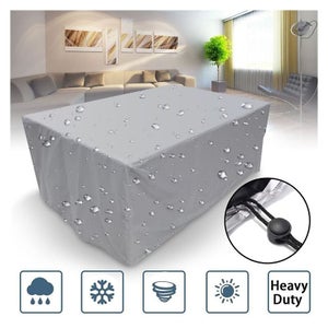 AUWUUA Housses Salon De Jardin Exterieur Imperméable 140x120x80cm/LxWxH 420D Oxford Bache De Protection Salon De Patio, Rectangulaire Couverture De Protection Meubles Pour Table Chaise, Noir