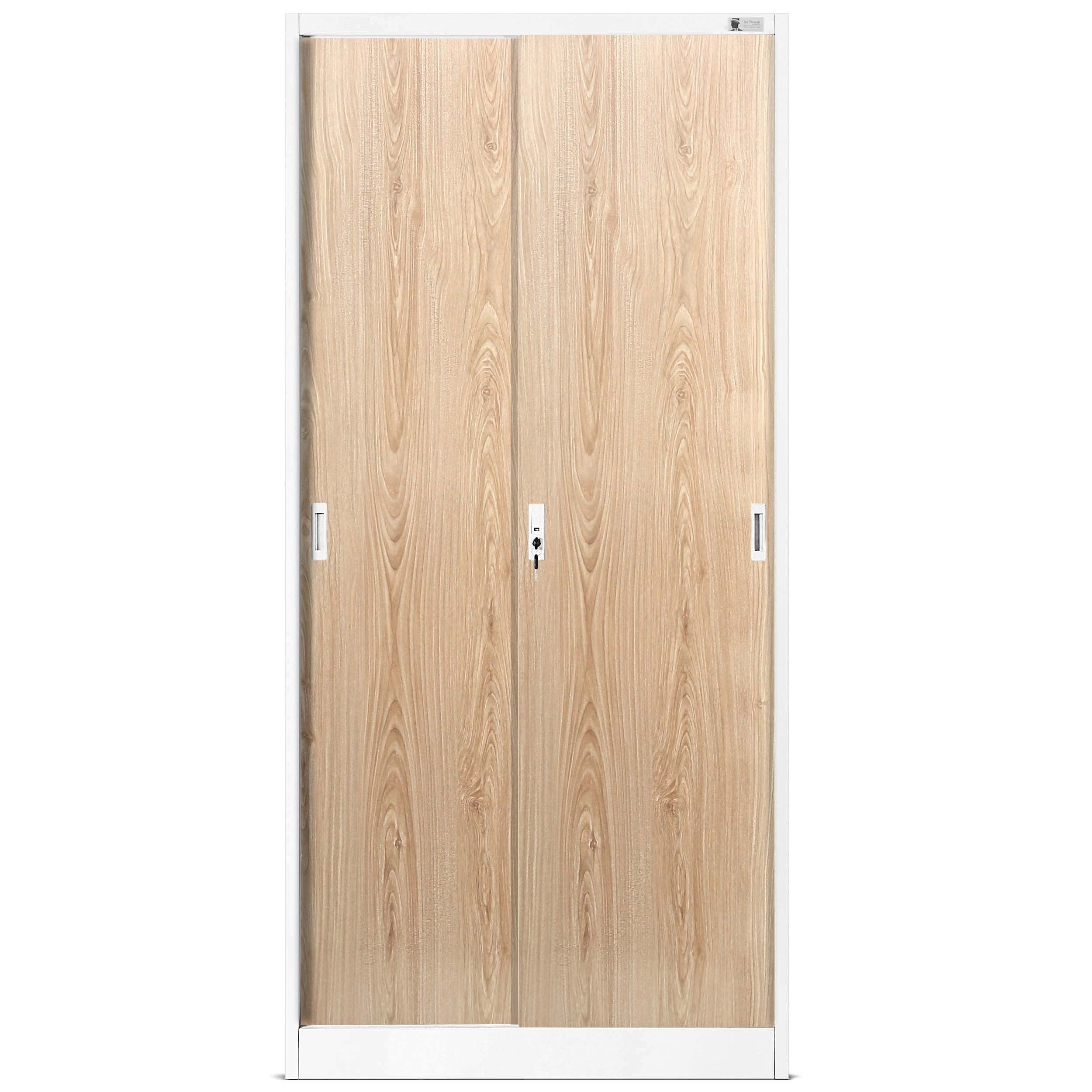Armoire de Bureau Armoire Métallique à Portes coulissantes tôle d'acier étagères revêtement en Poudre 185x90x40 cm Eco Design: blanc/chêne de sonoma - 3