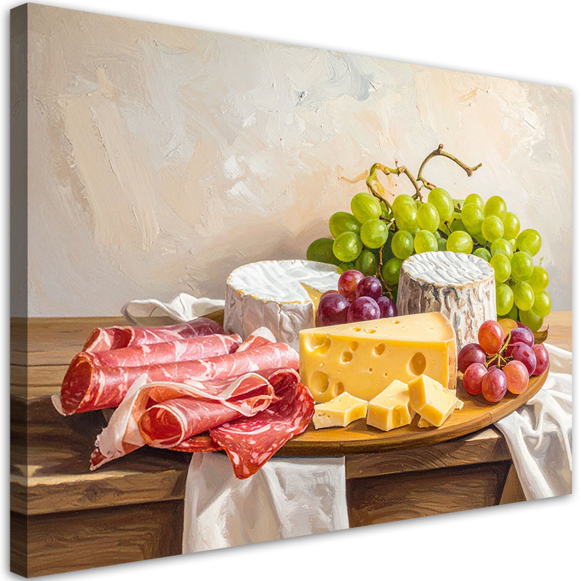 Obraz do kuchni jadalni restauracji, Deska wędlin i serów 60x40