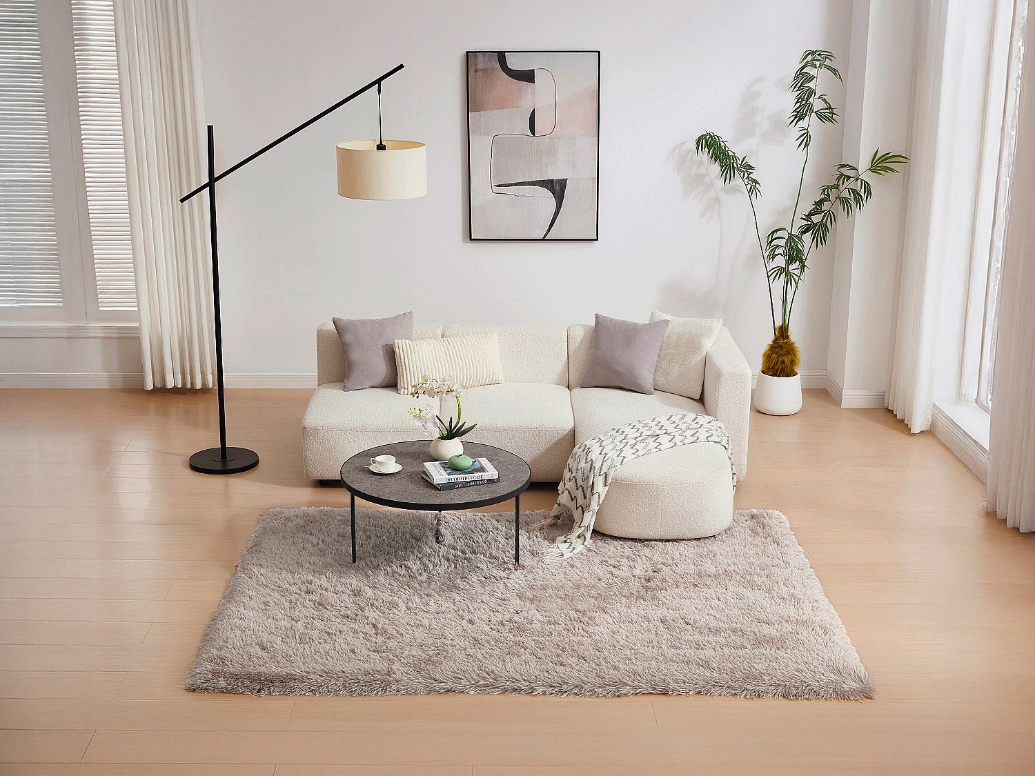 Dywan shaggy z długim włosiem - 200 x 290 cm - Taupe - ARDELA