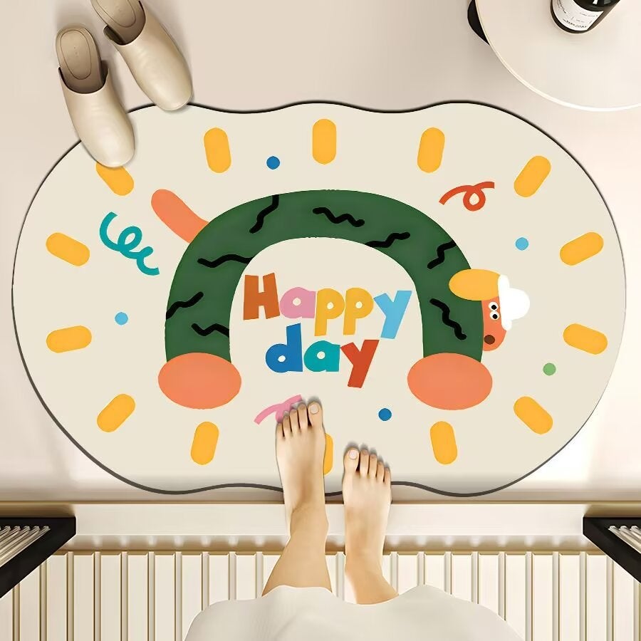 Antypoślizgowy dywanik do łazienki, pochłaniaczka dywanina, tapet do kuchni z urocznym twarzą z bajki, miękki i pralny dywanik do łazienki 40×60 cm