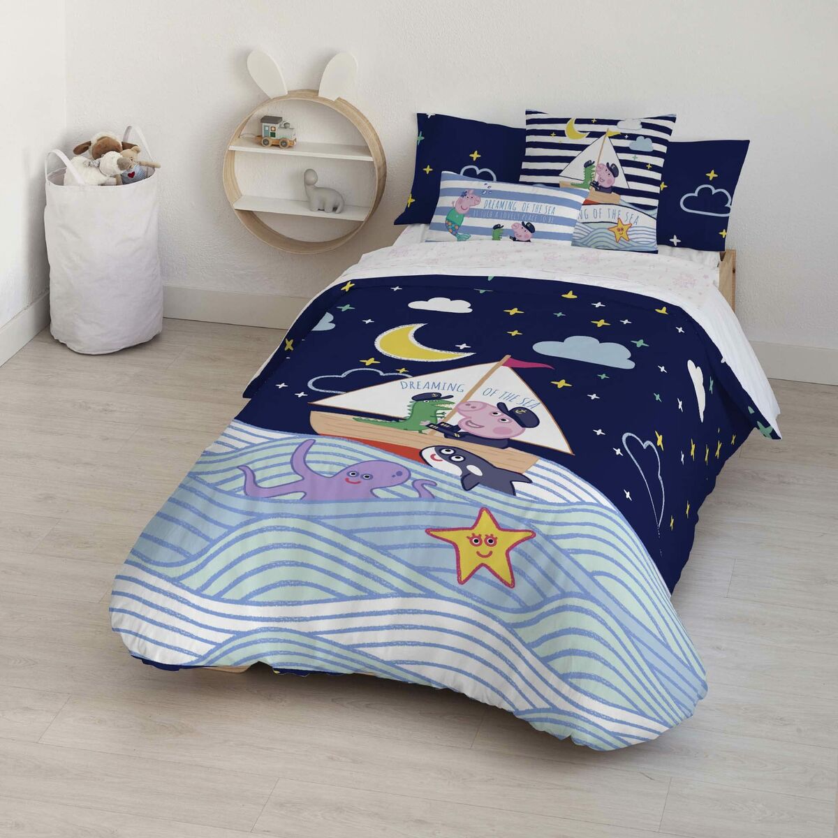 Funda nórdica peppa pig sea multicolor 175 hilos 180 x 220 cm