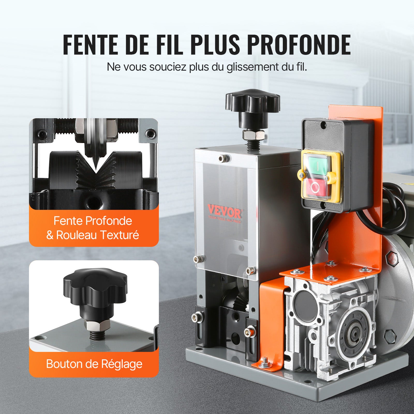 Machine à Dénuder Électrique VEVOR 1,5-25 mm 180 W Automatique Cuivre Aluminium 18 m/min Outil Dépouillage Câble Recyclage Métaux - 5