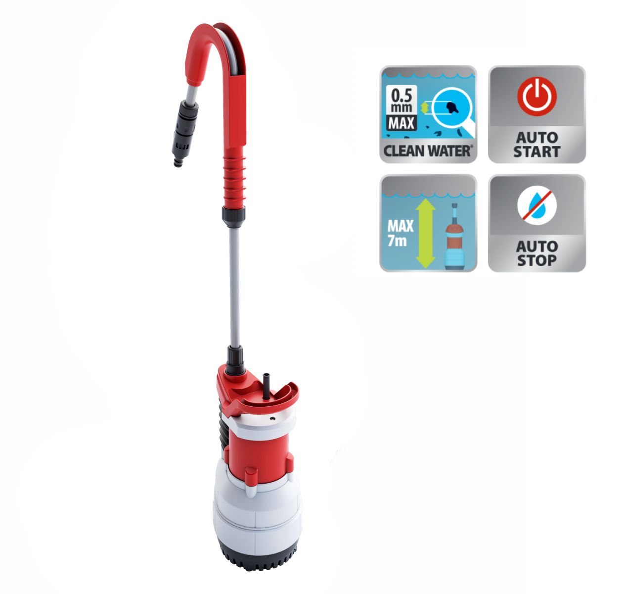 STERWINS - Pompe à eau de pluie automatique - 550 W - IPx8 - Débit 5000 l/h - Immersion max 7 m - Filtre intégré - 3