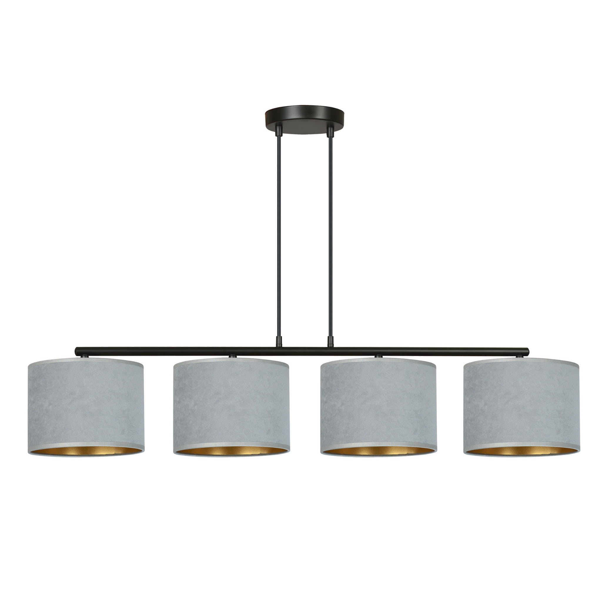 Lampa wisząca Hilde czarno-szara-złota 4xE27x15W wym: 100 x 97 x 20 cm tkanina Emibig