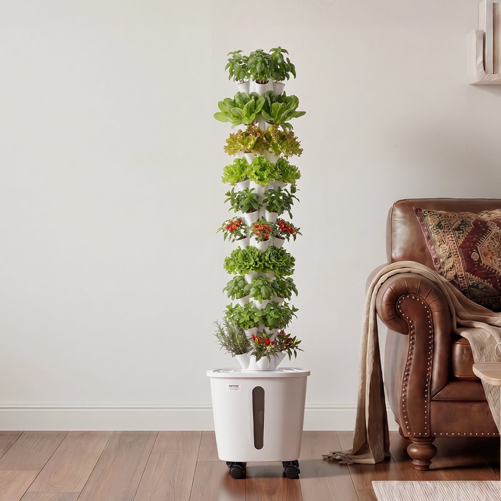 Tour Hydroponique VEVOR 10 Étages 50 Trous, Système Culture Hydroponique pour Herbes, Fruits et Légumes, Jardin Vertical d'Intérieur avec Contrôle App - 8