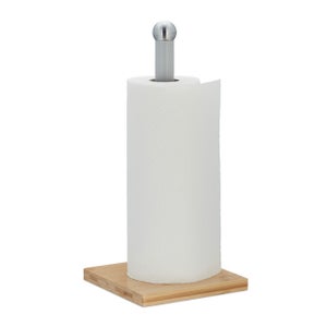 Portarotolo Da Cucina In Legno | Supporto Antiscivolo Con Braccio Antirollio | Per Scottex E Pellicola | Autoportante