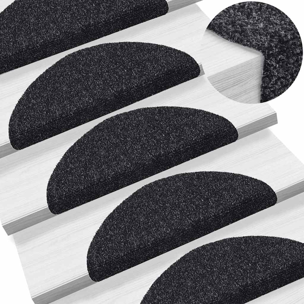 Tapis d'escalier auto-adhésifs 30 pcs noir 56x17x3 cm - 5