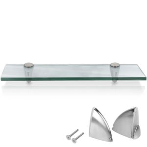Étagère Flottante En Verre Trempé 60x10 Cm - 8 Mm D'Épaisseur, Charge 10 Kg, Pour Salle De Bain, Salon, Chambre