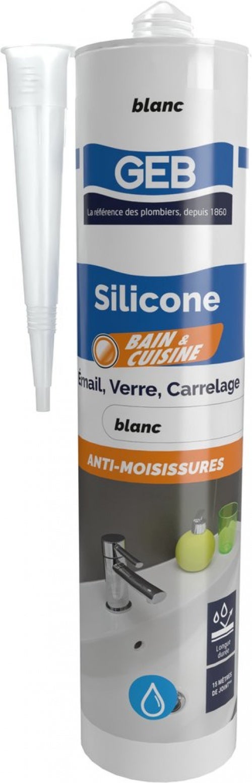 Silicone d'étanchéité 593350 GEB, blanc, 310 ml