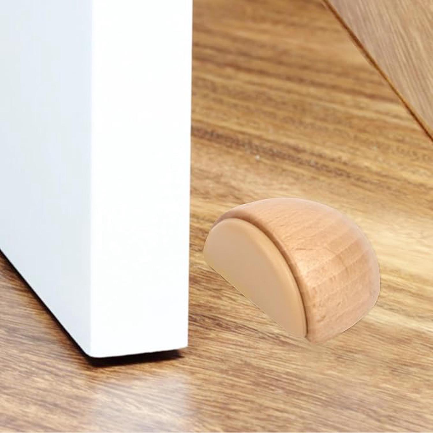 Lot de 6 Butée de Portes - Arrêt de Porte Adhesive en Bois pour Sol et Parquet – Stop Porte Adhésif - Butoir de Porte (Hetre Naturel) - 5