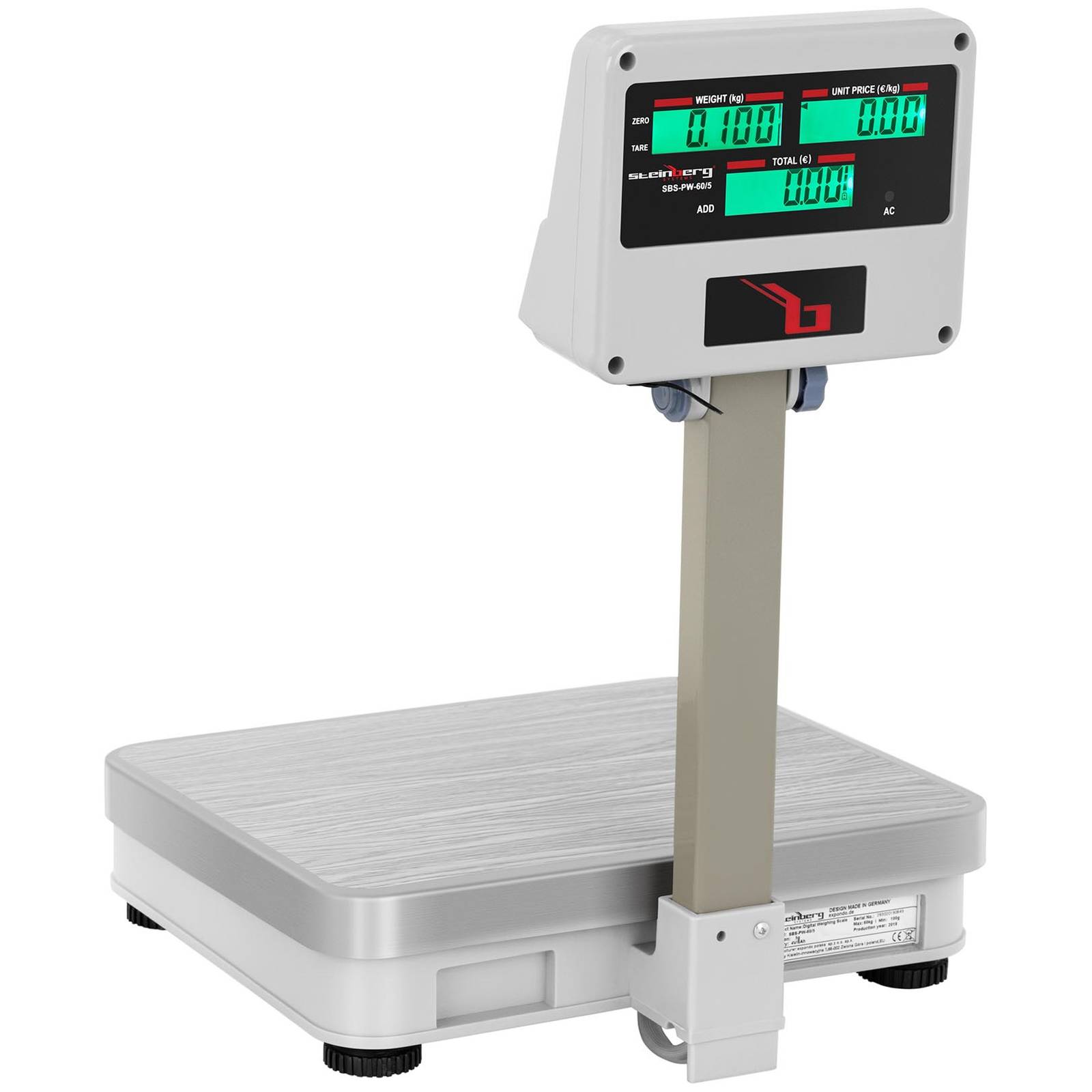 Balance poids-prix - Steinberg Systems - 60 kg / 5 g - Surface de pesée: 30 x 35 cm - 2