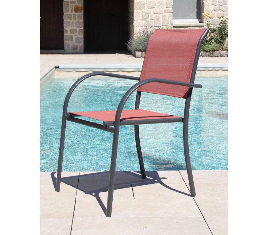 Ensemble table et chaises de jardin - 6 places - terracotta - HONFLEUR BEZIERS ARDOISE - 3