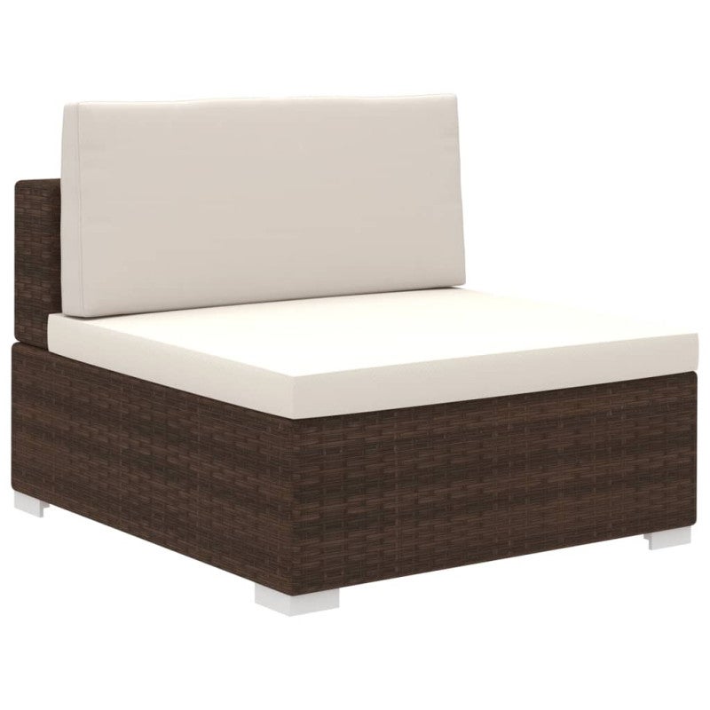 Set Divani da Giardino 8 pz con Cuscini in Polyrattan Marrone vidaXL - 3