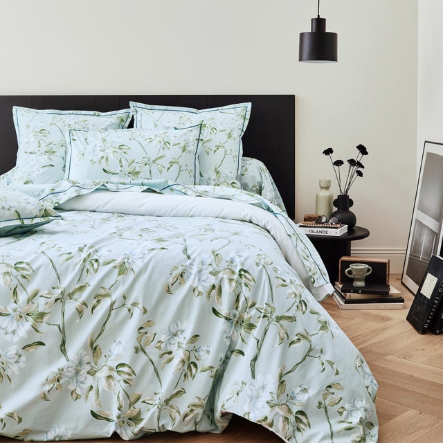 Housse de couette en percale de coton au style anglais - Céladon - 140x200 cm - Percale de coton