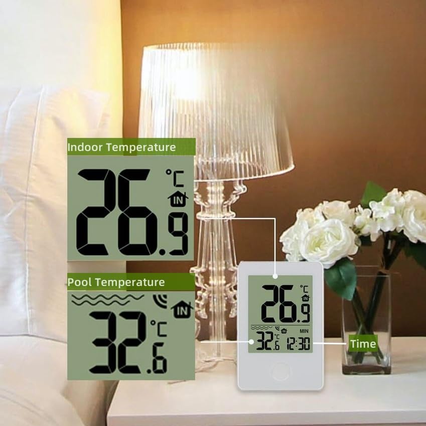 Thermomètre flottant pour piscine - Thermomètre numérique à lecture facile avec affichage de la température et de l'humidité intérieure pour piscines - 5
