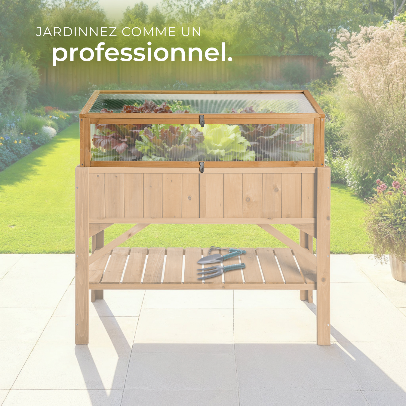 Serre Châssis de Jardin pour Carré Potager 115 x 53 x 34 cm en bois de pin imprégné TECTAKE - 8