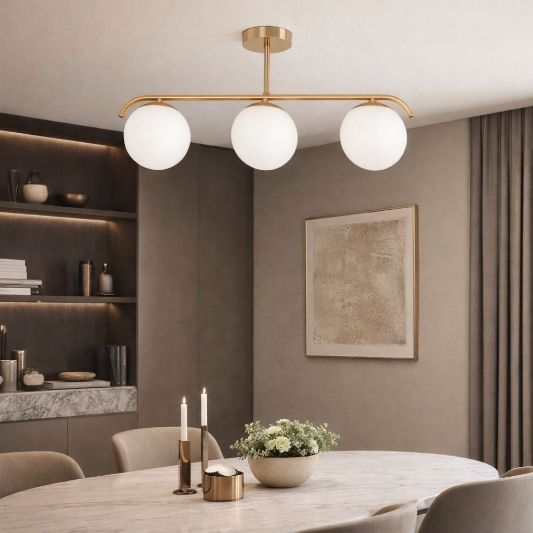 Lámpara de techo triple bolas cristal 