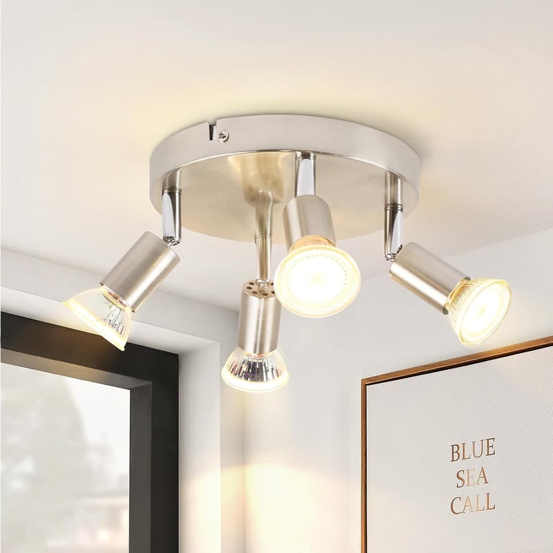Nettlife Reflektorowa sufitowy 4-punktowy GU10, LED, regulowany 350°, miedziany metal, Nowoczesna lampa