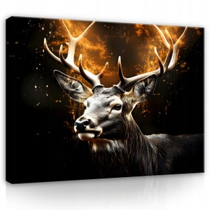 Tableau Toile Abstrait Cerf Animaux - Impression D'art Mural - Dimensions Sur Mesure