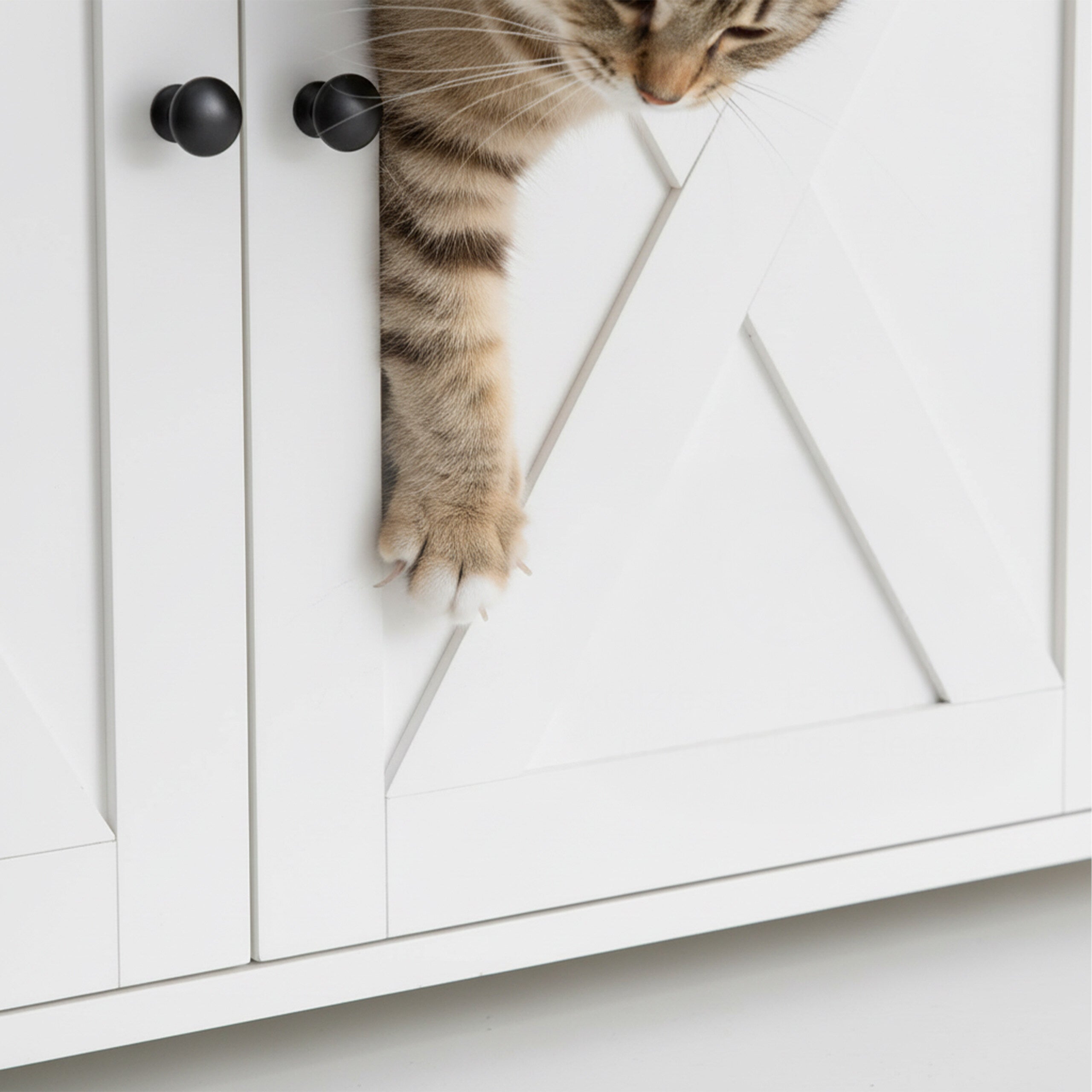 Armário para caixa de areia para gatos com divisória amovível e entrada lateral, MDF branco, 50 x 80 x 53 cm, Relaxdays - 6