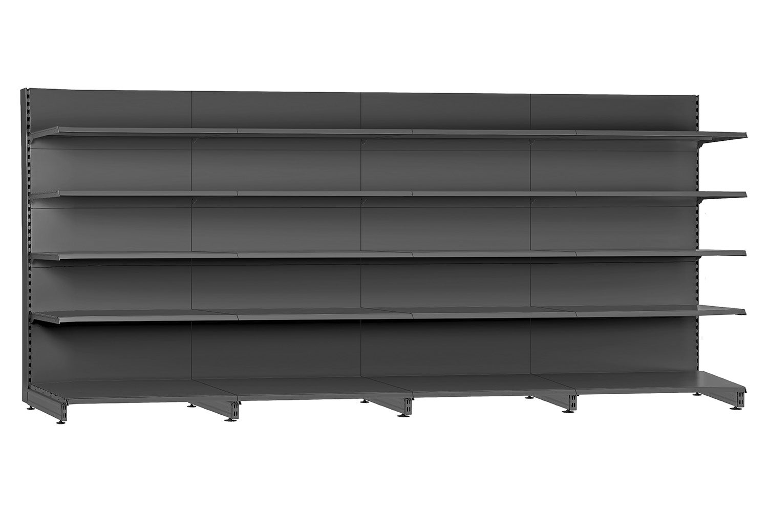 Zestaw 4x Regał przyścienny metalowy sklepowy 125x47x210cm półki 4x47cm komplet wolnostojący ciemny szary KTD