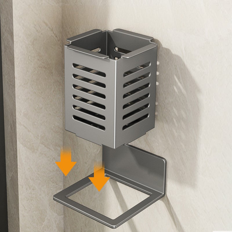 Panier à Baguettes en Acier Inoxydable pour Ustensiles de Cuisine, Support Mural Gris Foncé, 15.4*9.6*9.6 cm - 4