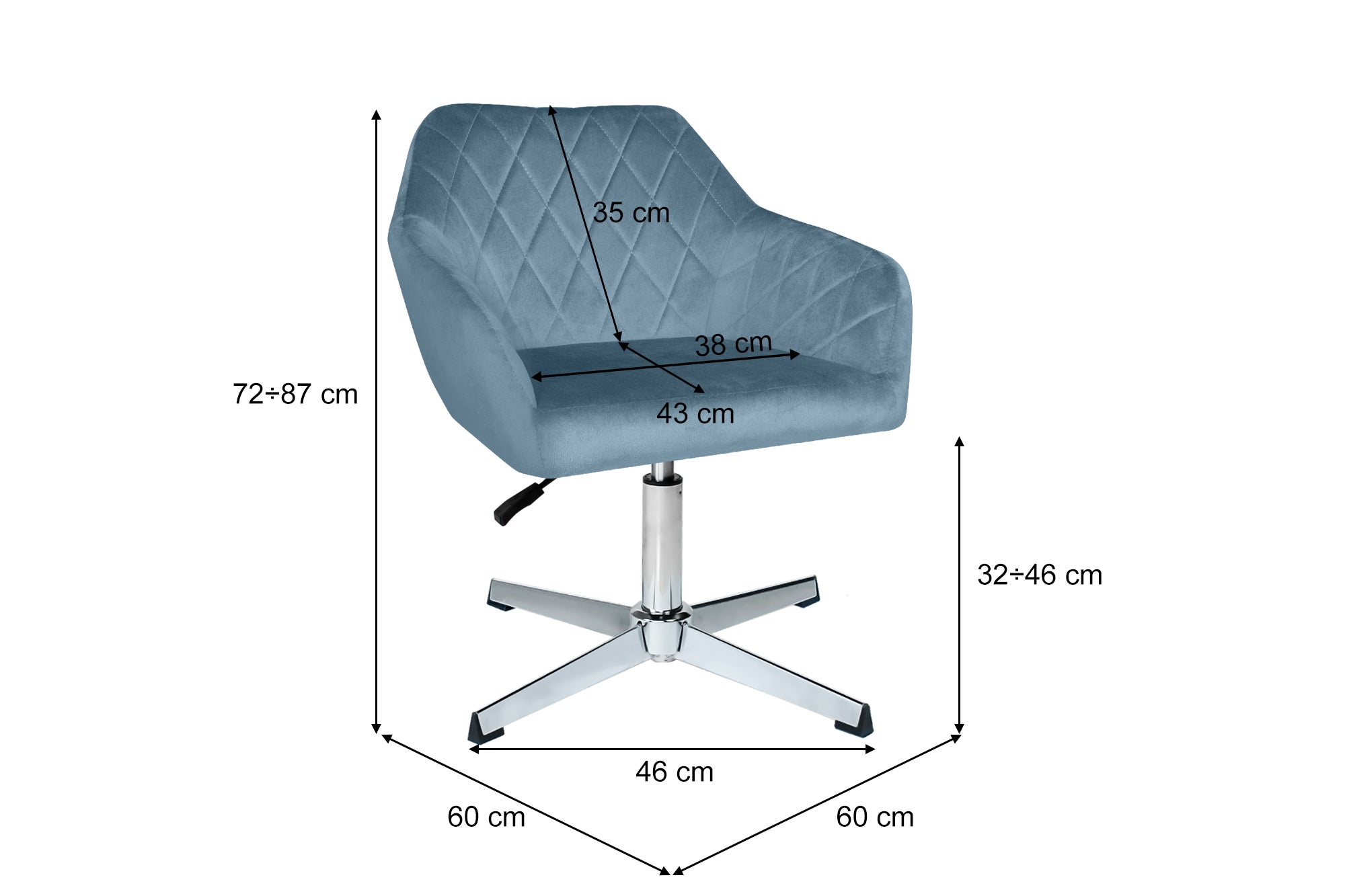 Poltrona ufficio regolabile in altezza in velluto carta da