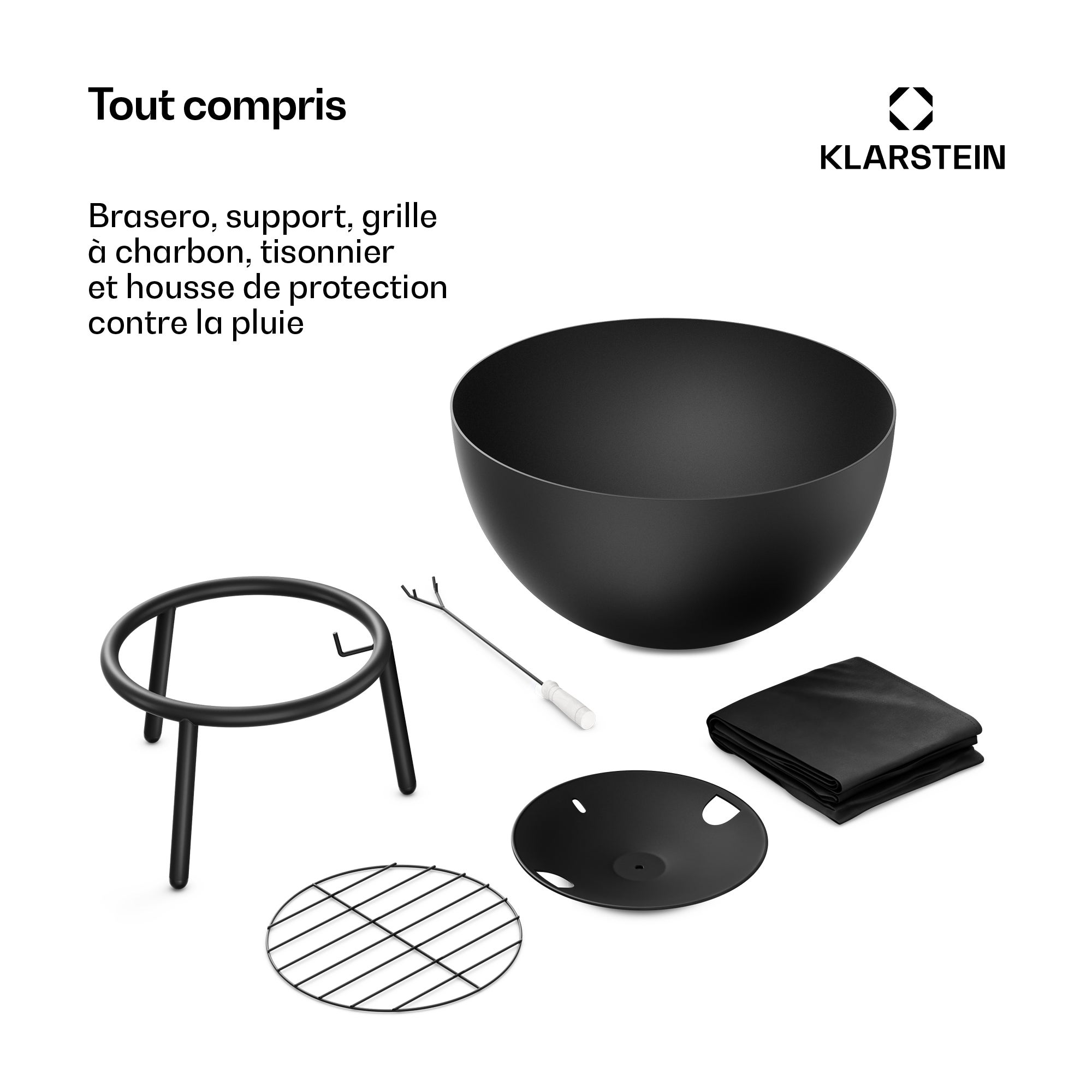 KLARSTEIN Fireball coupelle à feu basse | Anticorrosion | Anti-basculement | Robuste | 66 cm | Noir Noir - 5