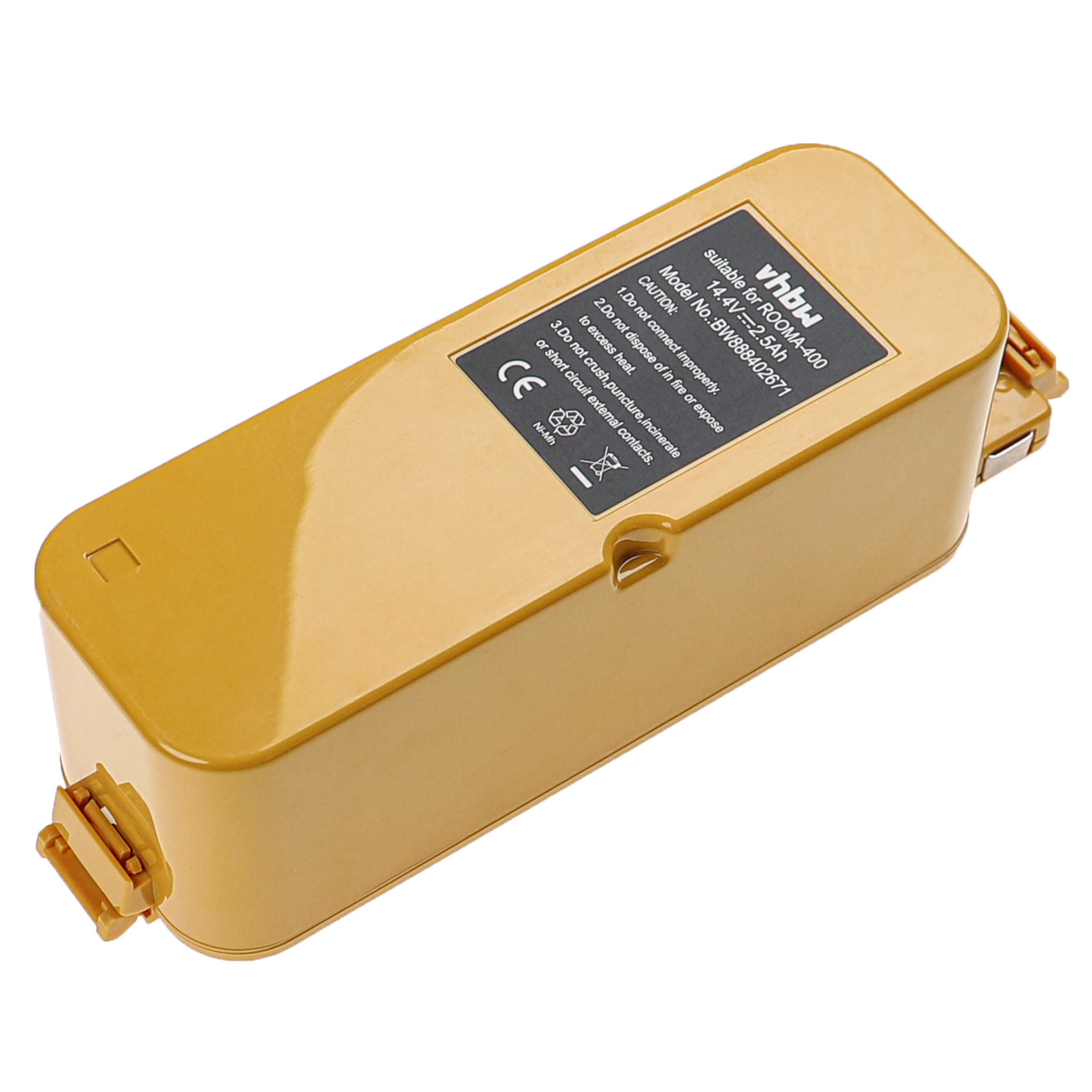vhbw Batterie compatible avec iRobot Roomba Intelligent Robotic M-288, M-288A robot électroménager, jaune (2500mAh, 14,4V, NiMH) - 2