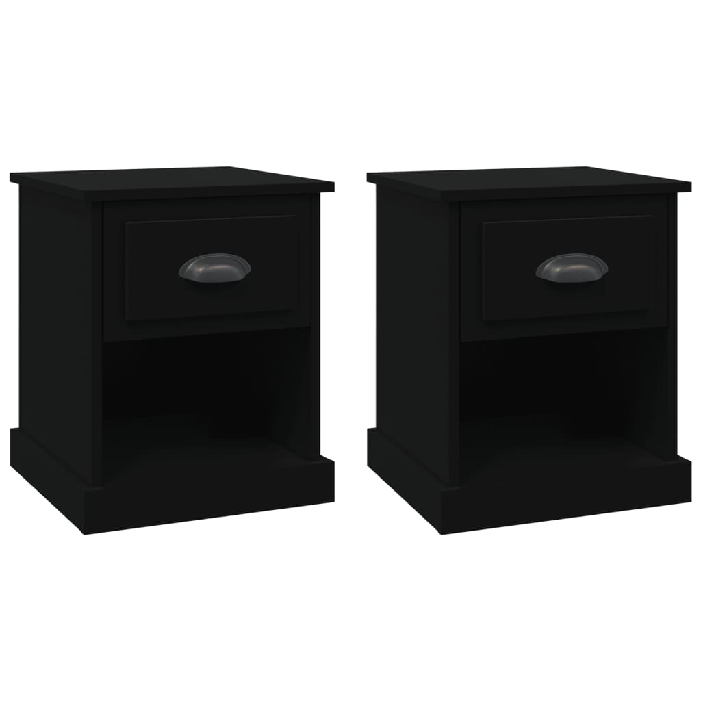Lot de 2 tables de chevet avec 2 tiroirs - Noir - LUREO