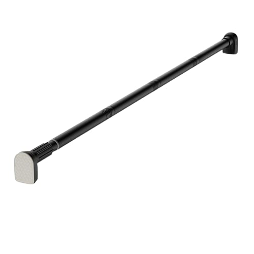 Perche telescopique en acier inoxydable noir de 185cm sans percage portee telescopique 185 205 cm