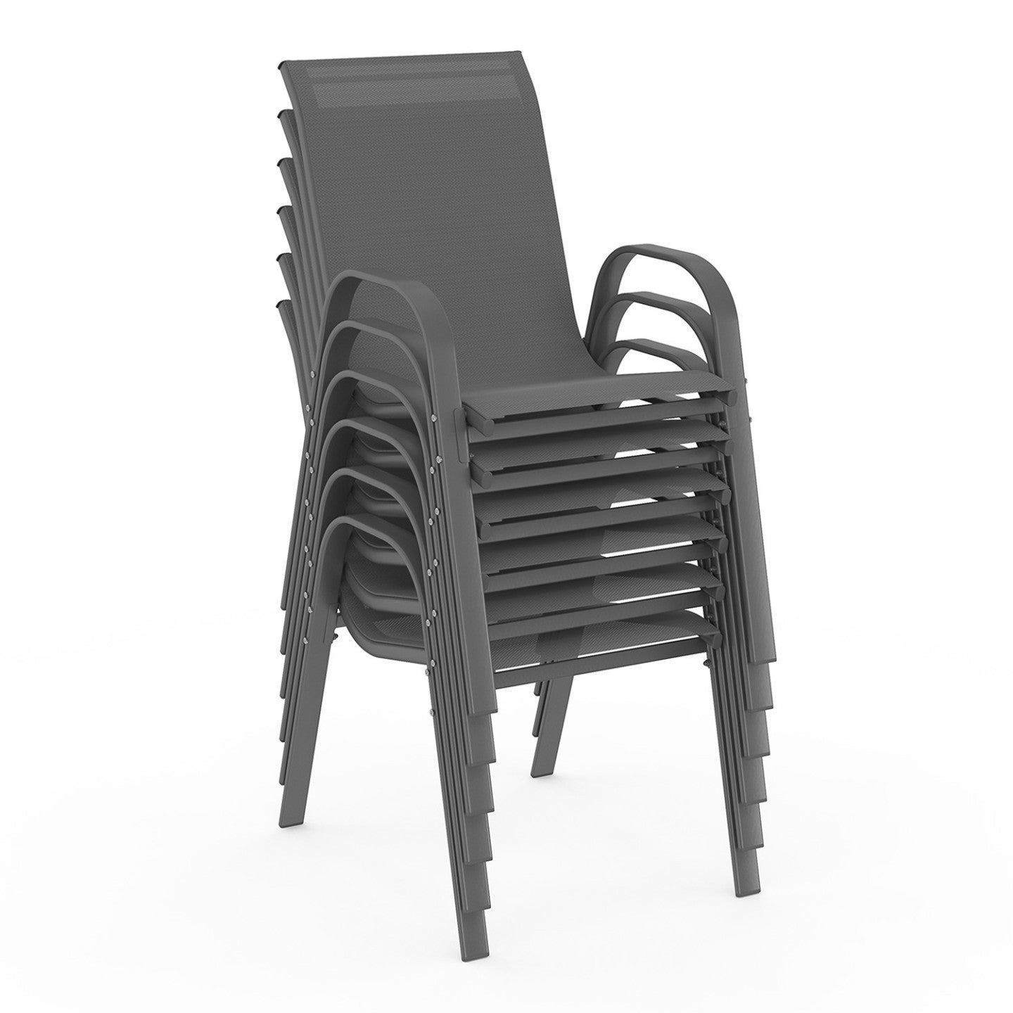 Salon de jardin MADRID table 190 CM et 8 chaises empilables gris anthracite - 4