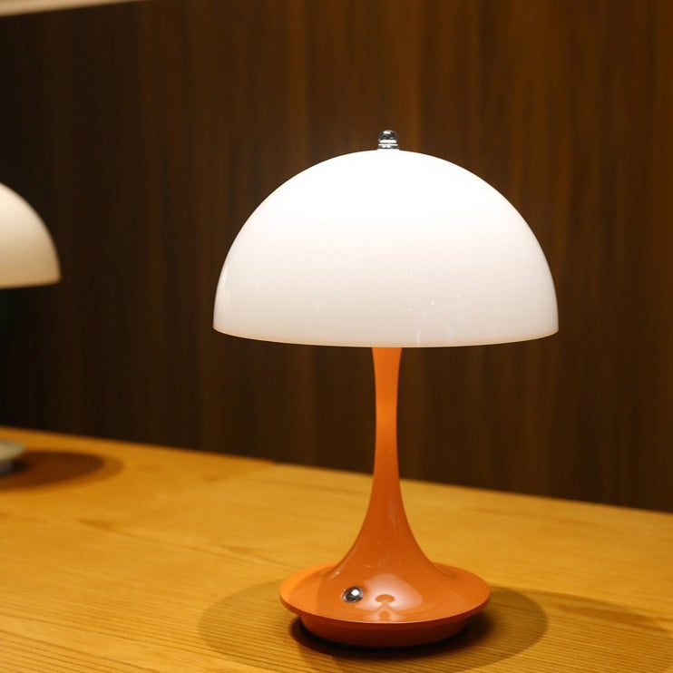 Lampe de chevet rétro, lampe de bureau LED rechargeable en forme de champignon à intensité variable à 3 niveaux, veilleuse à commande tactile, orange - 7