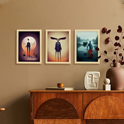Nacnic Set De 3 Posters Viajes Al Estilo De T Burton Ilustraciones De Profesiones Y Oficios Inspiradas En Arte Gótico Diseño Y A4 Marco Negro - 4