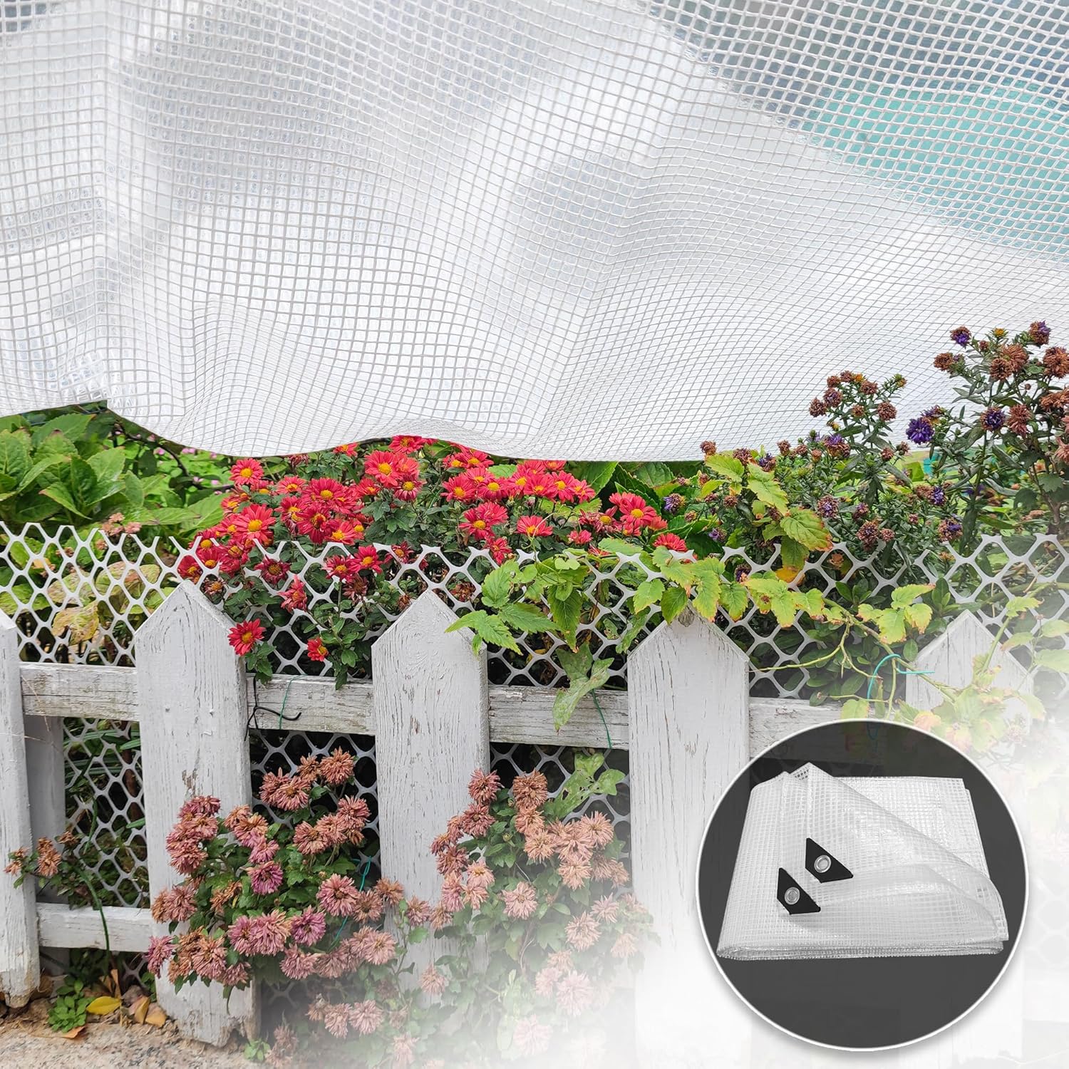 Bâche blanche transparente 3x5m adaptée à la serre extérieure de jardin couvrant la protection UV - 6
