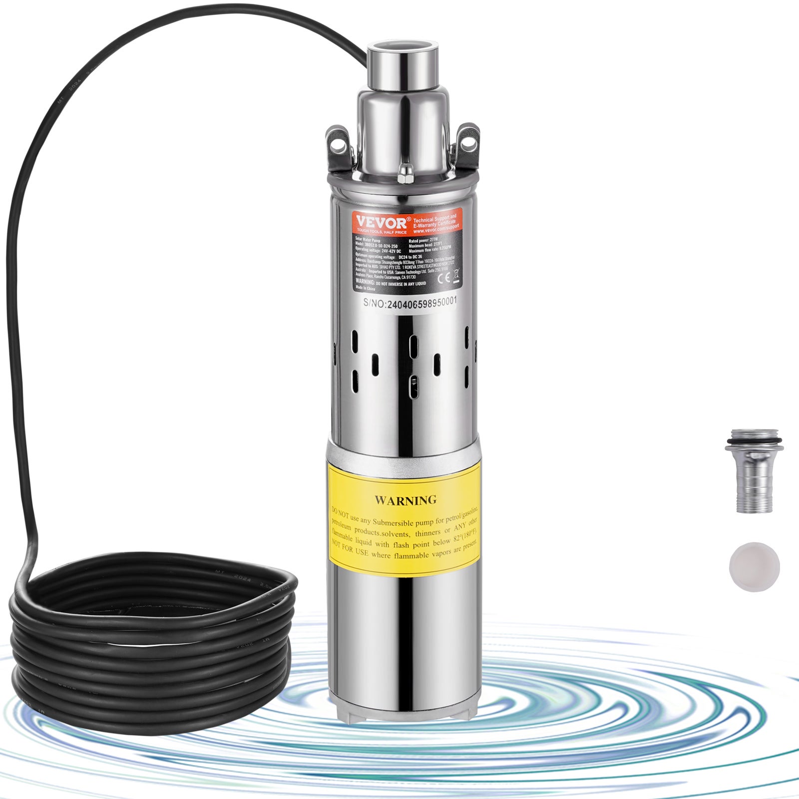 Pompe à Eau Solaire Submersible 24V 320W – Pour Puits Profond, Jardin, Irrigation – DC