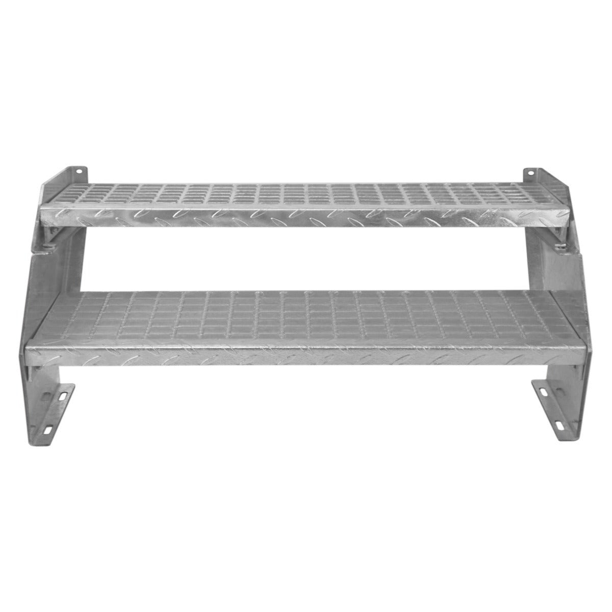 Scala in metallo a 2 livelli regolabile in altezza 90 cm di larghezza Acciaio zincato argento 2 gradini regolabili - 7