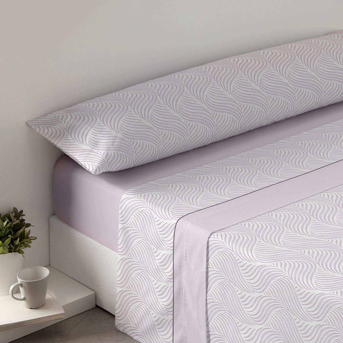 Aitsse- juego de sábanas de 3 piezas invierno, polar, térmica (ondas maquillaje, cama 150)