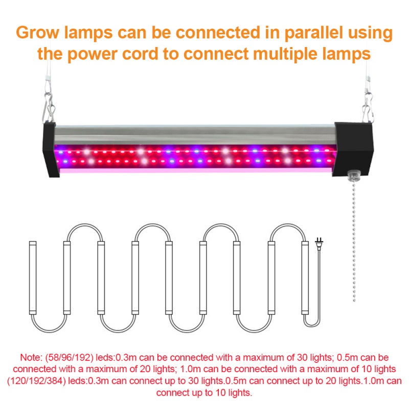 Lampes de croissance LED plantes intérieures, spectre complet 5000K/620nm rouge/465nm bleu, IP20, hauteur réglable, suspension, germination graines - 6