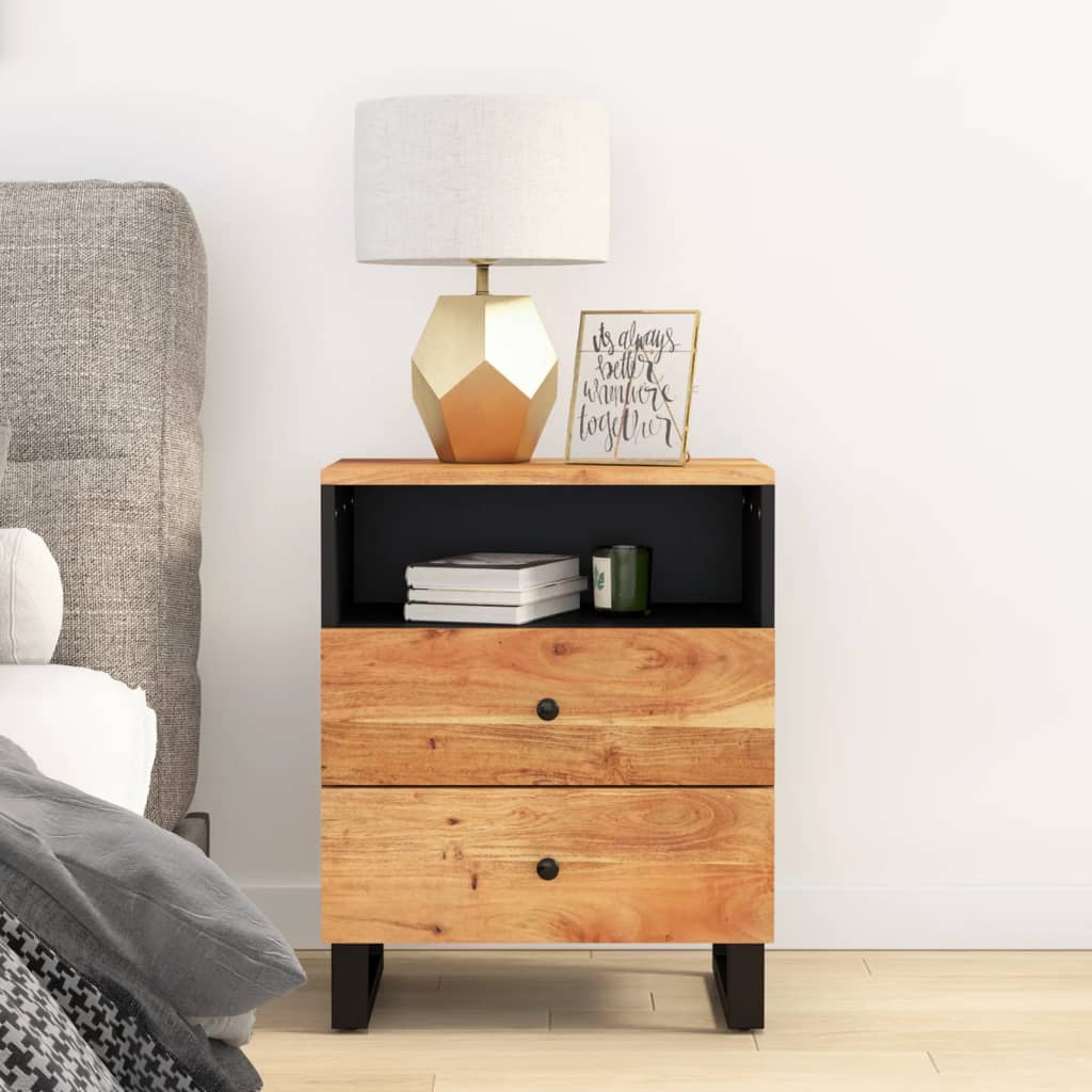 Mesita de noche 50x33x62 cm madera maciza de acacia vidaXL | Leroy Merlin