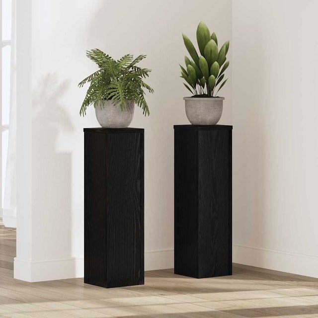 vidaXL Stojak na rośliny 2 pcs Czarny Dąb 17 x 17 x 60 cm