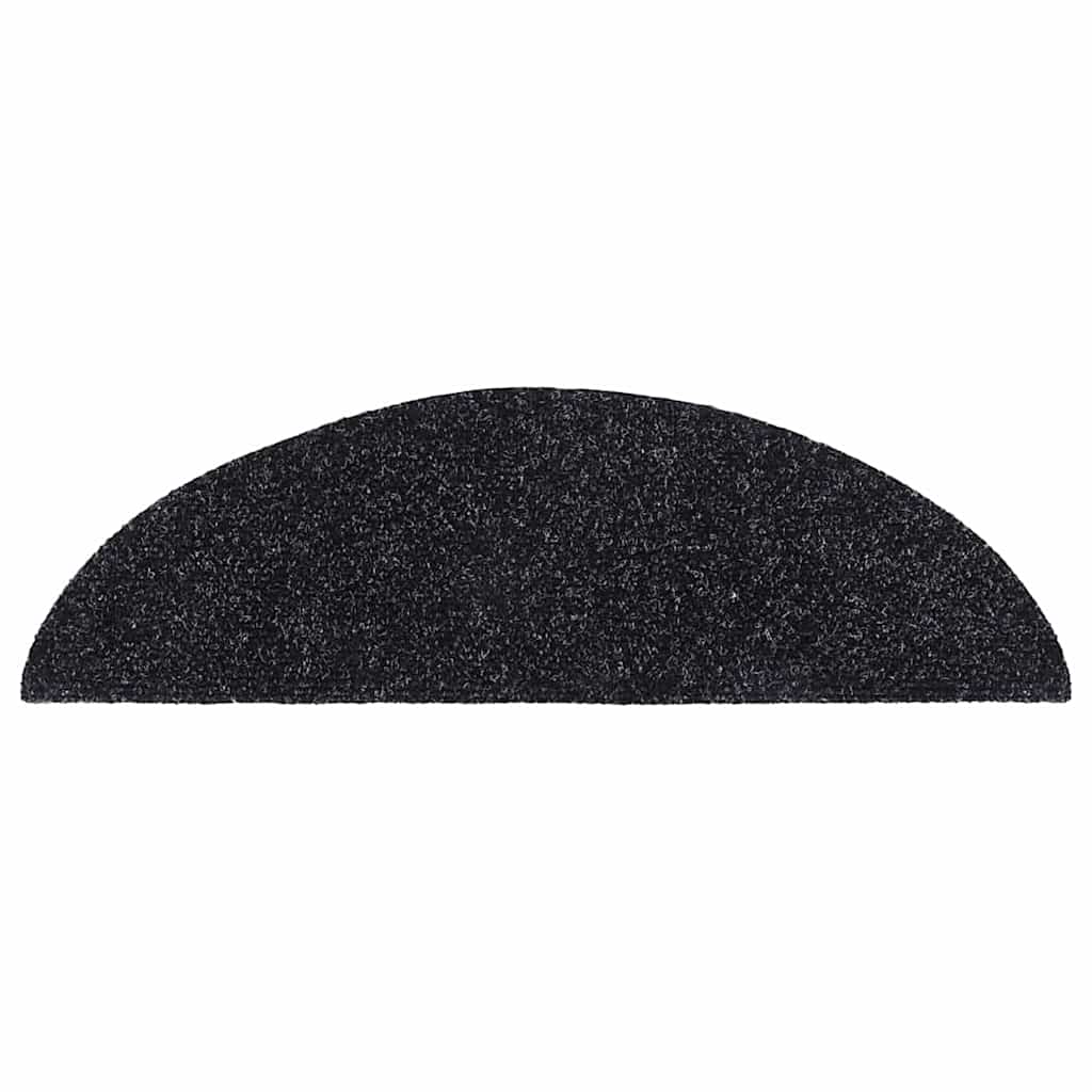 Tapis d'escalier autocollants 20 pièces 56 x 17 x 3 cm Noir Demi-rond vidaXL - 5