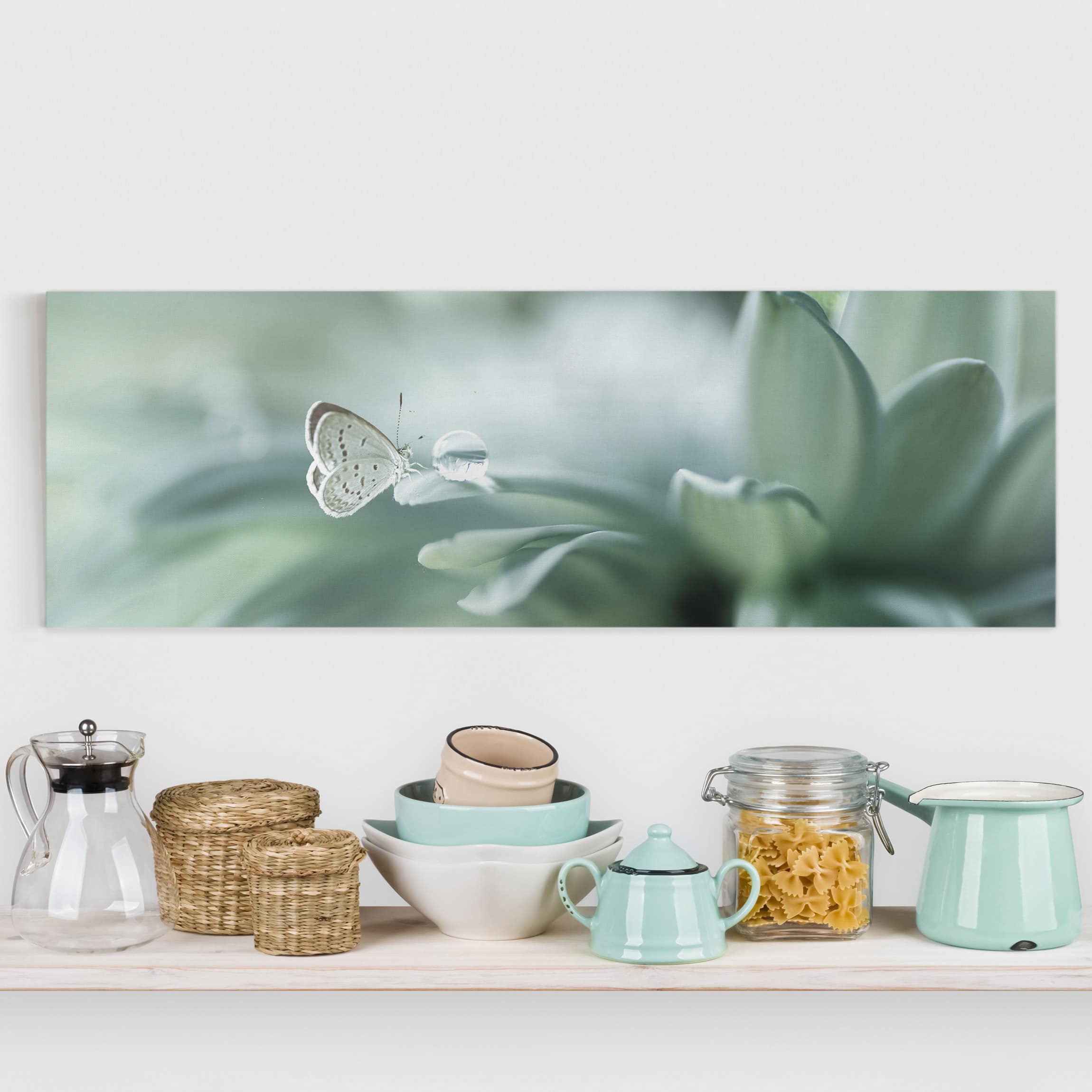 Lienzo cuadro en lienzo bastidor impresion en lienzo pastel planta fotografía mariposas 339 cocina dormitorio salón pasillo 150 x 50 cm