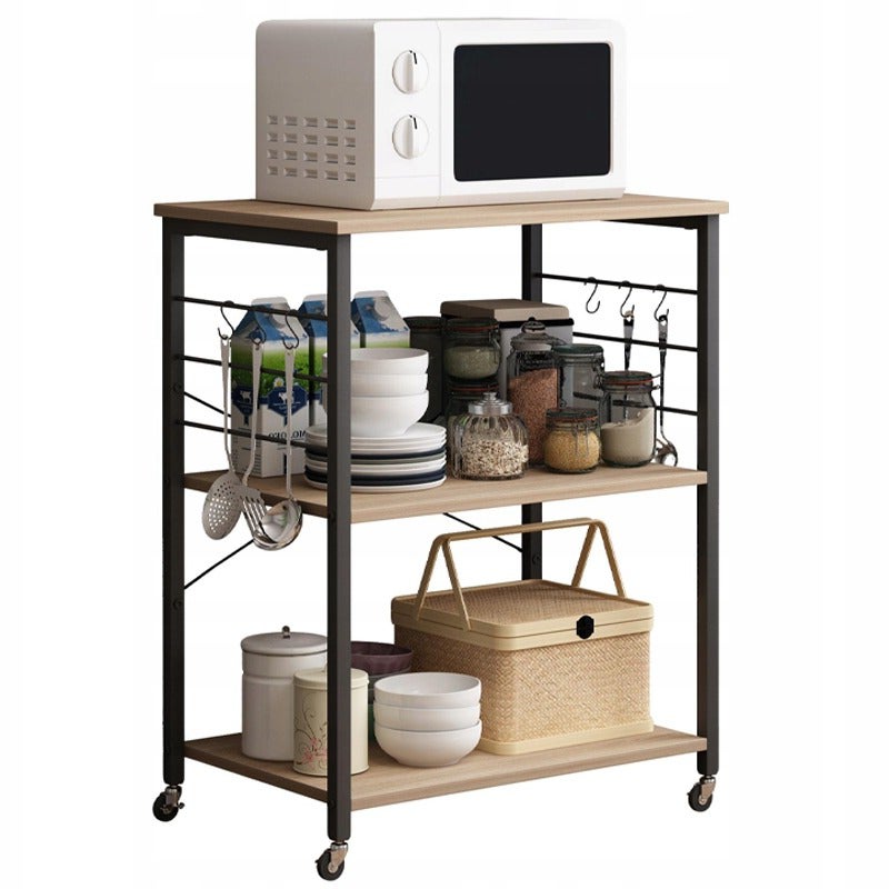 Szafka mobilna na kółkach jasny brąz stolik śniadaniowy wózek kuchenny