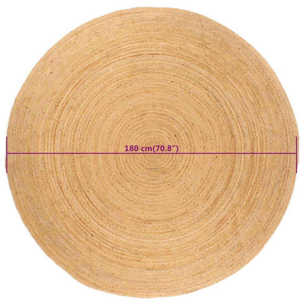 Tapis Jute tressé 180 cm Rond vidaXL - 3