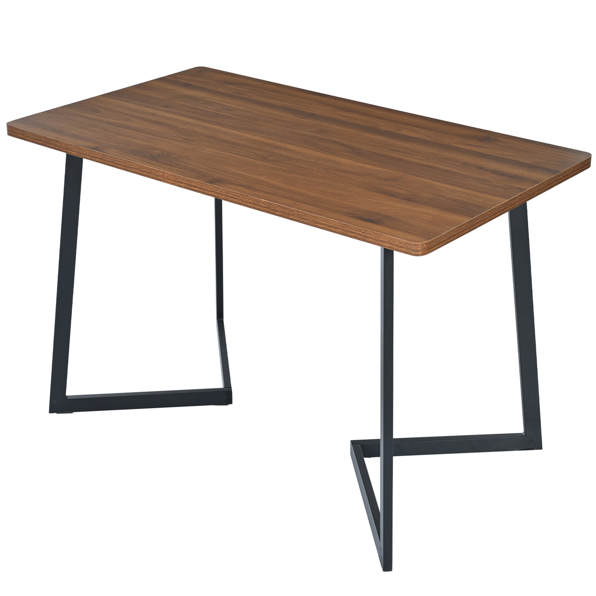 Mesa de comedor rectangular para 4 a 6 personas - 117 x 68 x 75 cm - Patas de MDF y metal - Nogal - 8