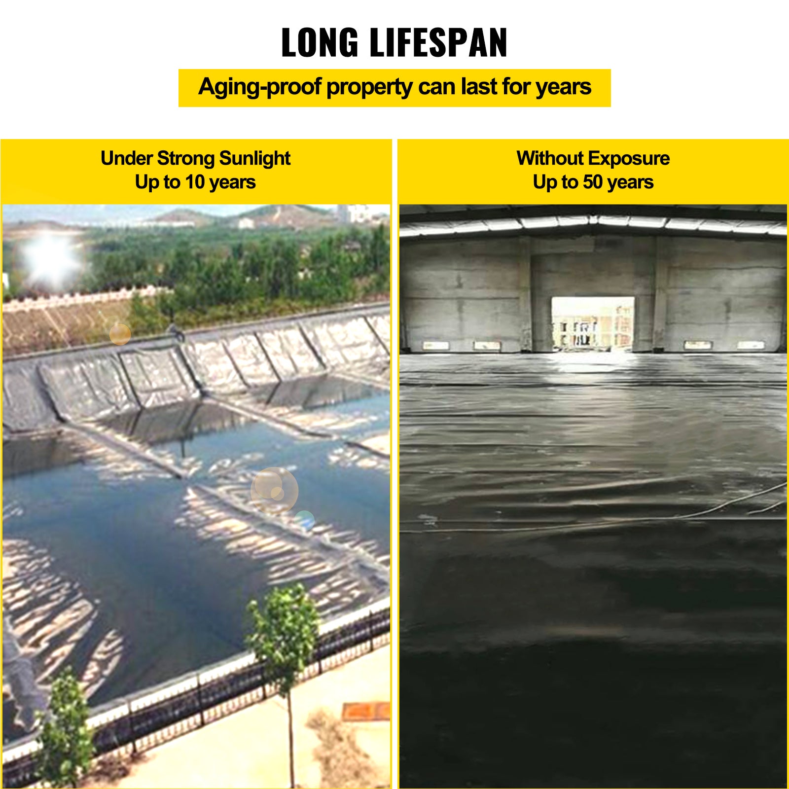 Revêtement d'étang LLDPE VEVOR 4,5 x 6,1 m,revêtement d'étang 20 mil 0,5 mm,revêtement d'étang à poissons étanche anti-fuite résistance flexibilité - 6