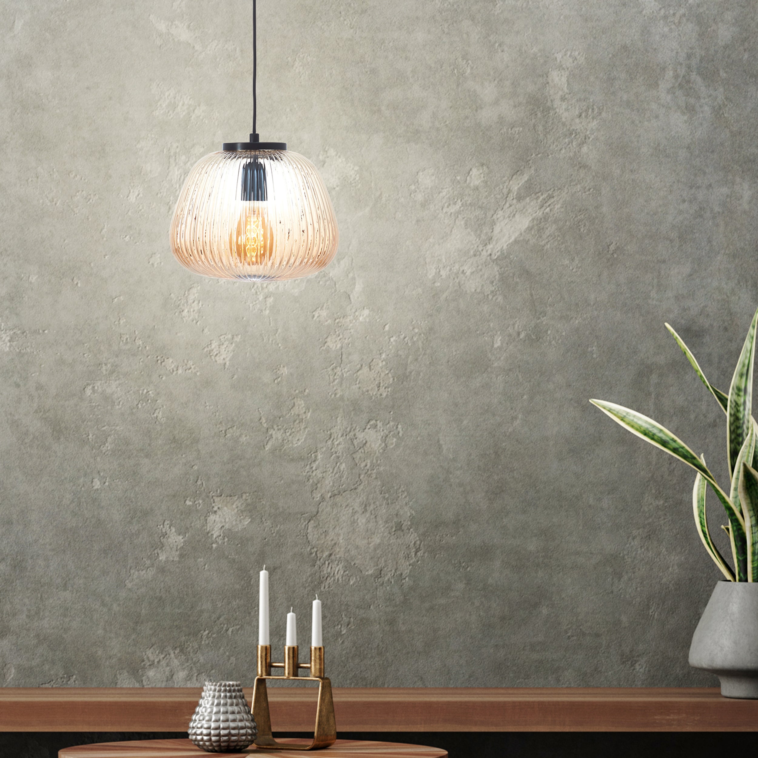 Brilliant Lampa wisząca Kaizen 25cm bursztynowy/czarny matowy metal/brązowy plastik 1x A60, E27, 40 W - 6