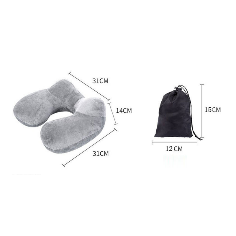 Oreiller Gonflable Voyage 2 Sets - Coussin Ergonomique Avec Masque, Bouchons Et Sac